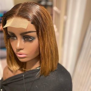 highlight closure human hair bob wig